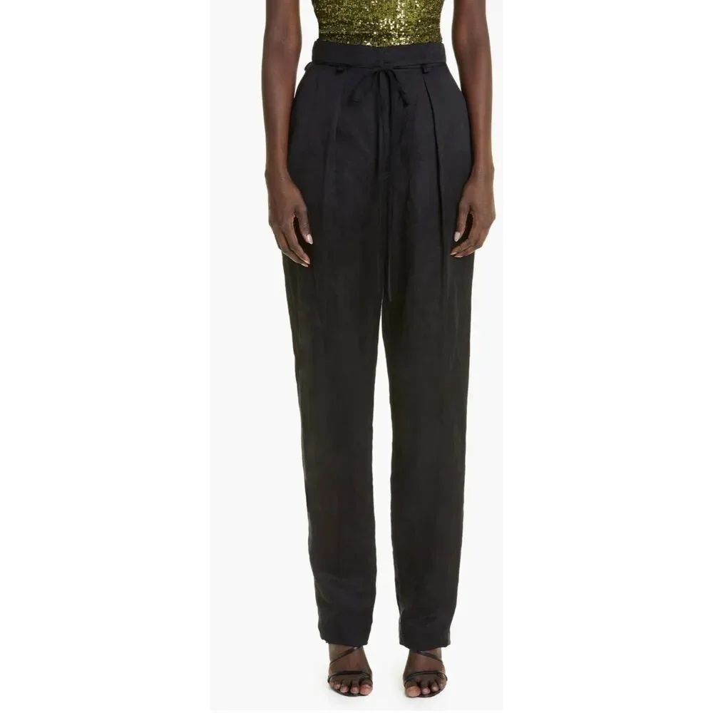 JASON WU COLLECTION Metallic Crinkle Drawstring Pants in Black NWT Size 4